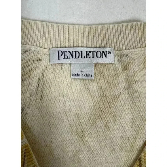 Pendleton Large cotton Leaf pattern knit short sleeve button down cardigan - Picture 3 of 5